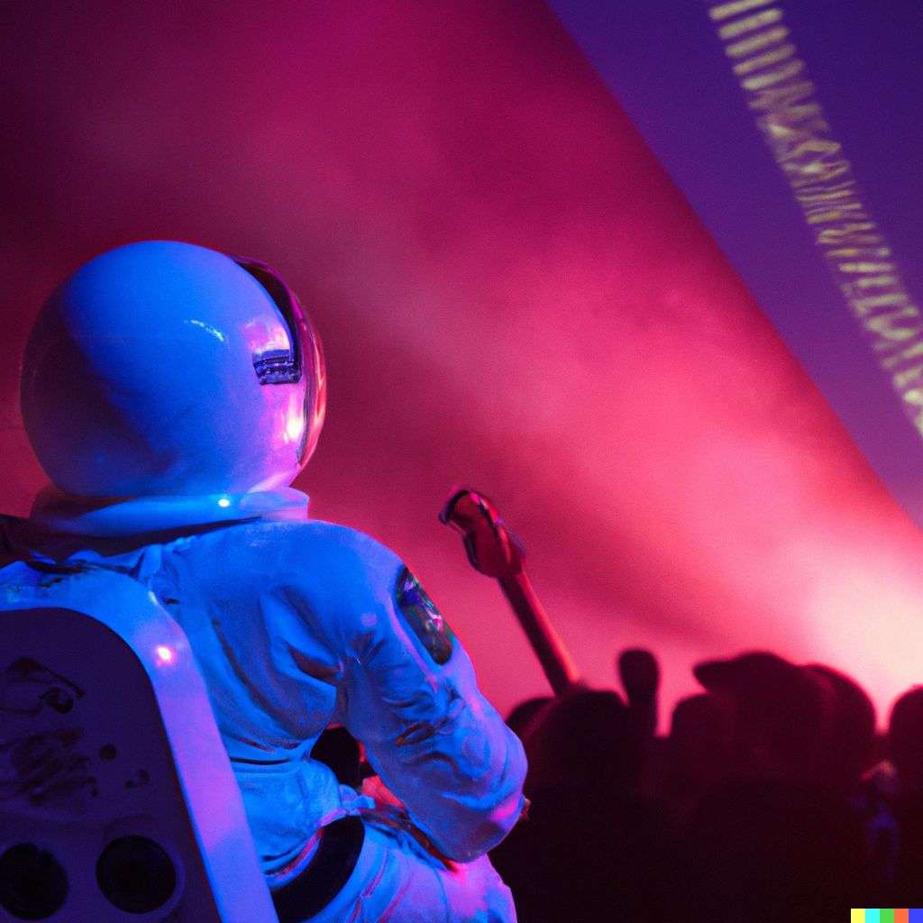 an astronaut at a music concert